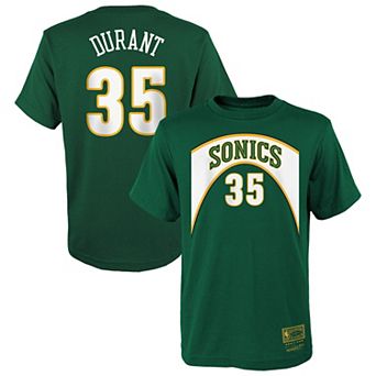Youth Mitchell & Ness Kevin Durant Green Seattle SuperSonics Hardwood Classics Name & Number T-Shirt