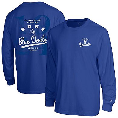 Men's Champion Royal Duke Blue Devils Laminated All-Star Long Sleeve T-Shirt
