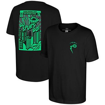 Youth Stadium Essentials Black San Antonio Spurs Area 210 Comic Book T-Shirt