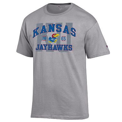 Men's Champion Heather Gray Kansas Jayhawks Varsity T-Shirt