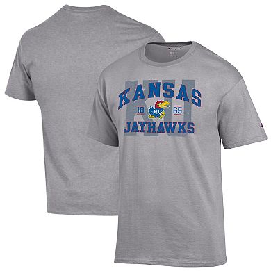 Men's Champion Heather Gray Kansas Jayhawks Varsity T-Shirt