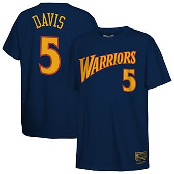 Youth Mitchell & Ness Baron Davis Navy Golden State Warriors Hardwood Classics Name & Number T-Shirt