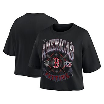 Women's Fanatics Black Boston Red Sox Americana Crop T-Shirt