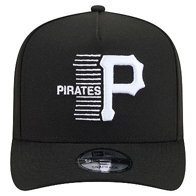 Men's New Era Black Pittsburgh Pirates Motion A-Frame 9FIFTY Snapback Hat