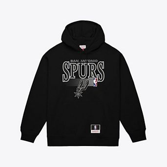 Men's Mitchell & Ness Black San Antonio Spurs Team Name Stack & Logo Hoodie