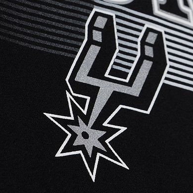Men's Mitchell & Ness Black San Antonio Spurs Team Name Stack & Logo Hoodie