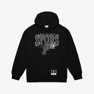 Men's Mitchell & Ness Black San Antonio Spurs Team Name Stack & Logo Hoodie
