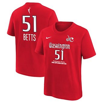 Youth Nike Lauren Betts Red Washington Mystics Explorer Edition Name & Number T-Shirt