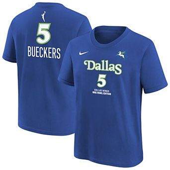 Youth Nike Paige Bueckers Blue Dallas Wings Rebel Edition Name & Number T-Shirt