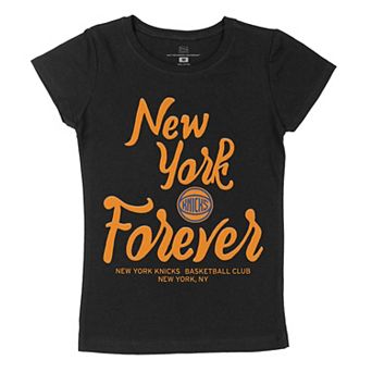 Girls Youth Stadium Essentials Black New York Knicks New York Forever T-Shirt