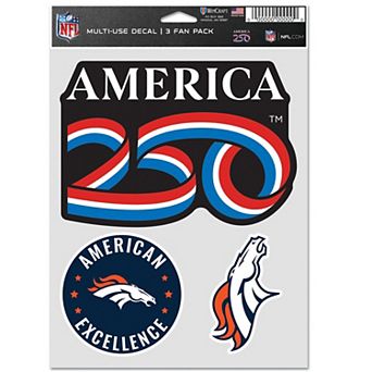 WinCraft Denver Broncos America 250 Three-Piece Fan Decal Set