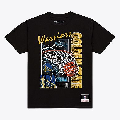 Men's Mitchell & Ness Black Golden State Warriors Lightning Swish T-Shirt