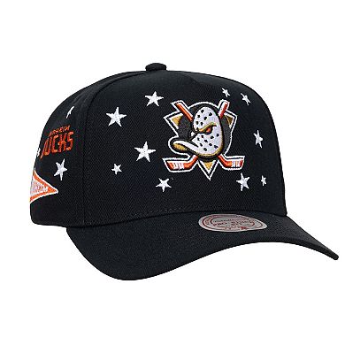 Men's Mitchell & Ness Black Anaheim Ducks Pep Rally Pro Pinch Snapback Hat