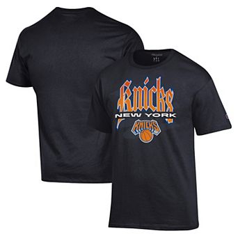 Men's Champion Black New York Knicks Goth Font Jersey T-Shirt