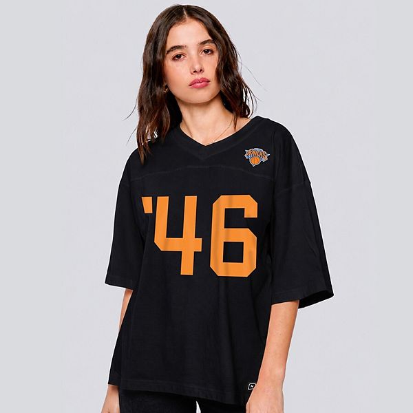 Women's Hype and Vice Black New York Knicks Oversized Football T-Shirt