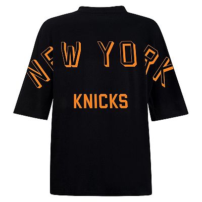 Women's Hype and Vice Black New York Knicks Oversized Football T-Shirt