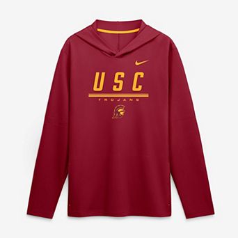 Men's Nike Cardinal USC Trojans 2026 Sideline Lightweight Long Sleeve Hooded Dri-FIT Top