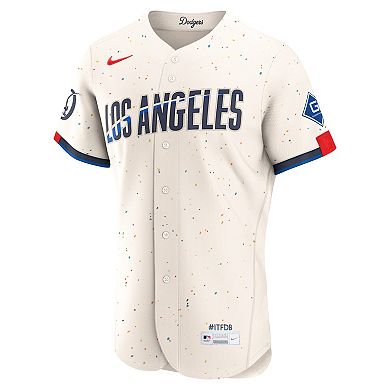 Men's Nike Cream Los Angeles Dodgers City Connect Authentic Sponsor Patch Jersey