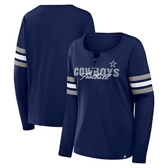 Women's Fanatics Navy Dallas Cowboys Team First Coverage Scheme Lace-Up Long Sleeve T-Shirt