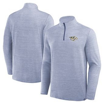 Men's Fanatics Heather Blue Nashville Predators Clutch Boarding Poly Quarter-Zip Pullover