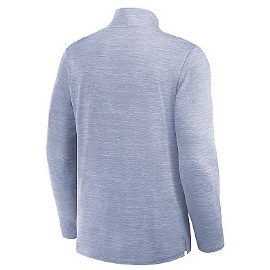 Men's Fanatics Heather Blue Nashville Predators Clutch Boarding Poly Quarter-Zip Pullover