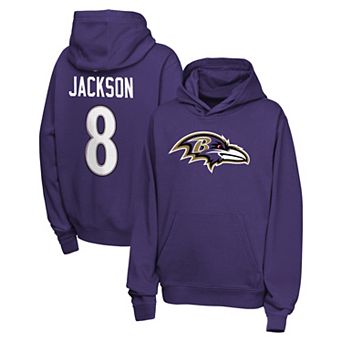 Youth Nike Lamar Jackson Purple Baltimore Ravens Name & Number Club Fleece Hoodie