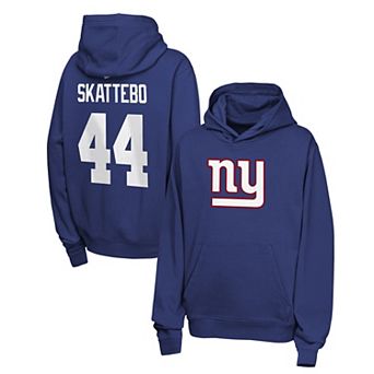 Youth Nike Cam Skattebo Royal New York Giants Name & Number Club Fleece Hoodie