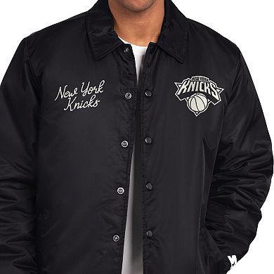 Men's Starter Black New York Knicks Coaches Jacket