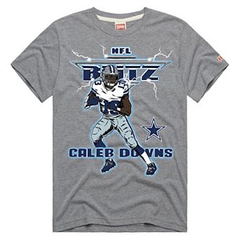 Unisex Homage Caleb Downs Gray Dallas Cowboys NFL Blitz Graphic Tri-Blend T-Shirt