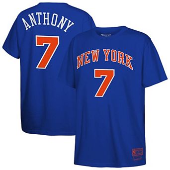 Youth Mitchell & Ness Carmelo Anthony Blue New York Knicks Hardwood Classics Name & Number T-Shirt