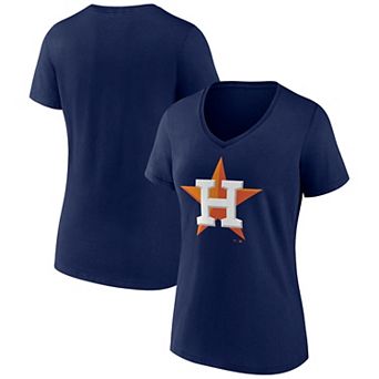 Women's Logo Athletic Navy Houston Astros Official Logo Athletic V-Neck T-Shirt