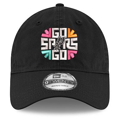 Men's New Era Black San Antonio Spurs Slogan 9TWENTY Adjustable Hat