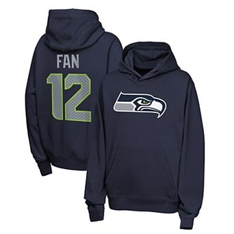 Youth Nike Fan 12 College Navy Seattle Seahawks Name & Number Club Fleece Hoodie