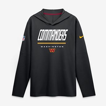 Men's Nike Black Washington Commanders Sideline Lightweight Long Sleeve Hooded Dri-FIT Top
