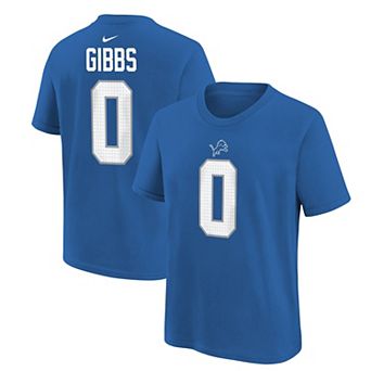 Youth Nike Jahmyr Gibbs Blue Detroit Lions Player Name & Number T-Shirt