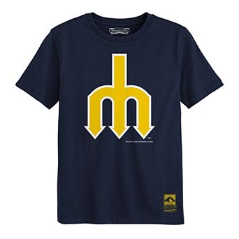 Preschool Mitchell & Ness Navy Seattle Mariners Retro Logo T-Shirt