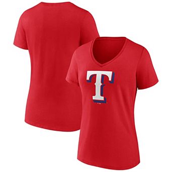Women's Logo Athletic Red Texas Rangers Official Logo Athletic V-Neck T-Shirt
