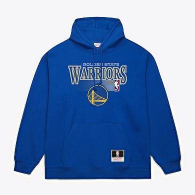 Men's Mitchell & Ness Royal Golden State Warriors Team Name Stack & Logo Hoodie