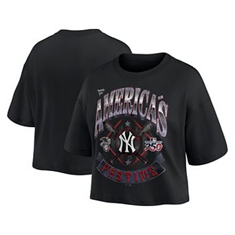 Women's Fanatics Black New York Yankees Americana Crop T-Shirt