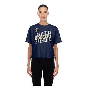 Women's New Era Navy Los Angeles Dodgers City Connect Glitter Gel Cropped T-Shirt