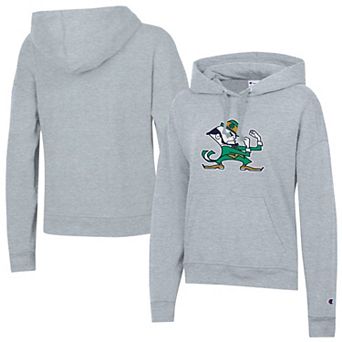 Women's Champion Heather Gray Notre Dame Fighting Irish Logo Powerblend Fleece Hoodie