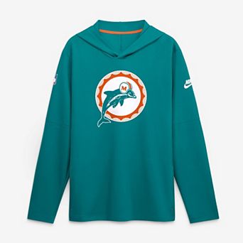 Men's Nike Aqua Miami Dolphins Sideline Dri-FIT Long Sleeve Hooded T-Shirt