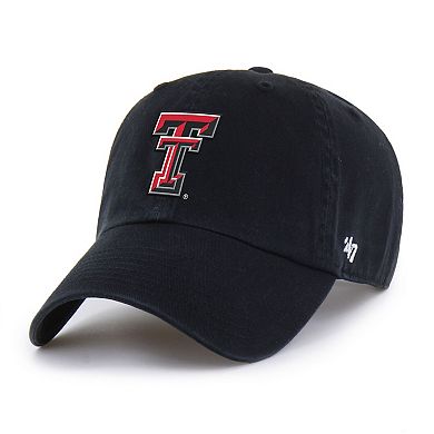 Men's '47 Black Texas Tech Red Raiders Americana Heritage Clean Up Adjustable Hat