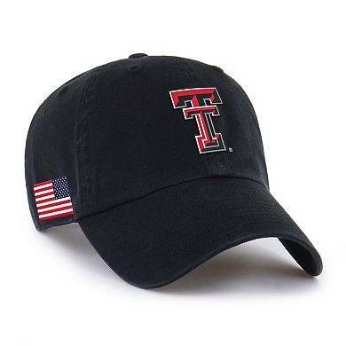 Men's '47 Black Texas Tech Red Raiders Americana Heritage Clean Up Adjustable Hat