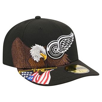 Men's New Era Black Detroit Red Wings Freedom Pre-Curved 59FIFTY Fitted Hat