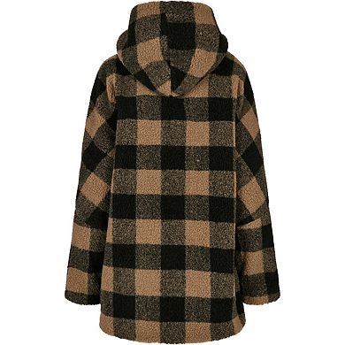 Urban Classics Womens/Ladies Checked Sherpa Hooded Oversized Jacket