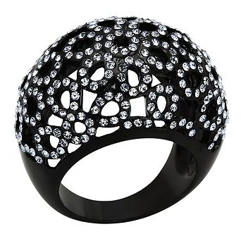 Alamode Black Ion Plating Crystal Domed Ring