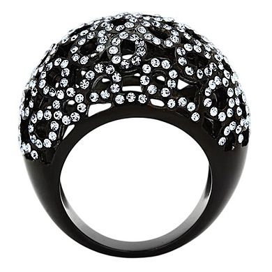 Alamode Black Ion Plating Crystal Domed Ring