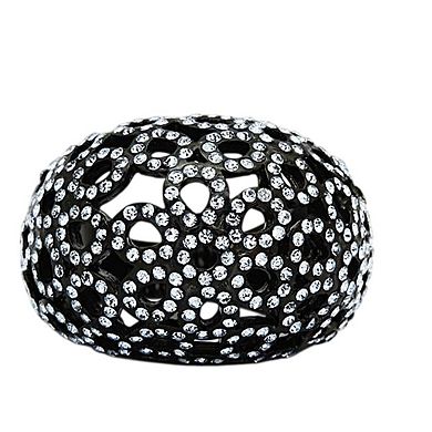 Alamode Black Ion Plating Crystal Domed Ring