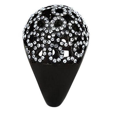 Alamode Black Ion Plating Crystal Domed Ring